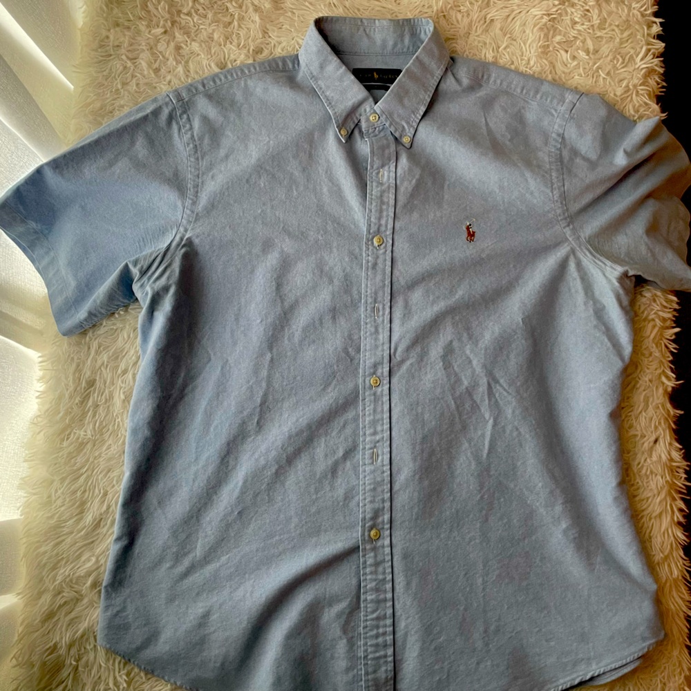 XXL Ralph Lauren Light Blue Slim Fit Button Up Short Sleeve